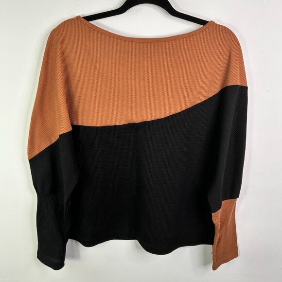 Shein brown and black color block waffle sweater size large - Picture 2 of 6